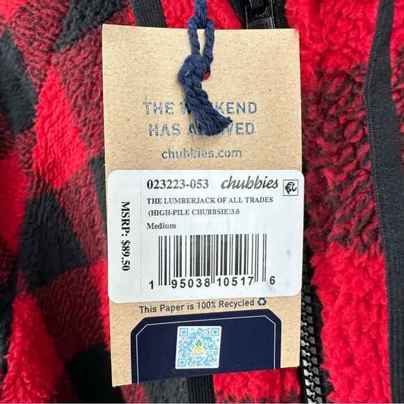 Chubbies The Lumberjack of All Trades Fleece one piece in red Size M - Picture 5 of 10